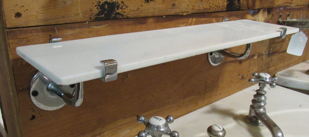 chrome and milk glass shelf DKJ